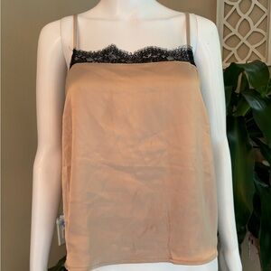 Elegant Tan Lace Trim Cami Top